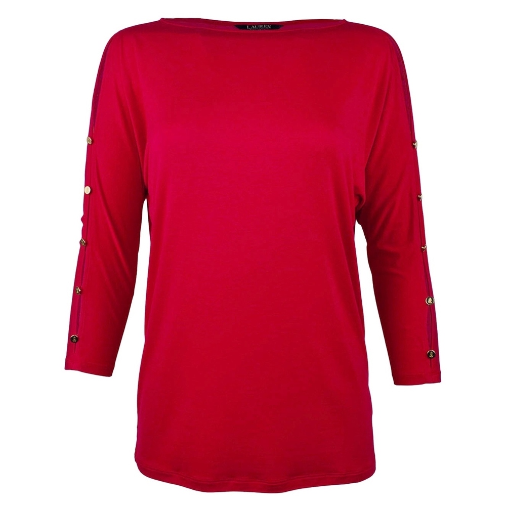 NWT Lauren Ralph Lauren Women's Button Sleeve Blouse Top $79.5